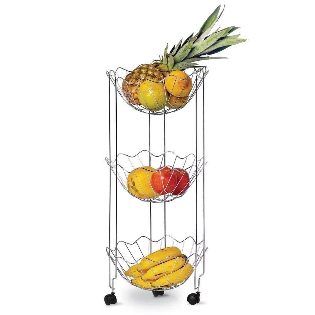 Fruteira Tripla Copacabana Cromada Grande 29 x 69 cm Niquelart