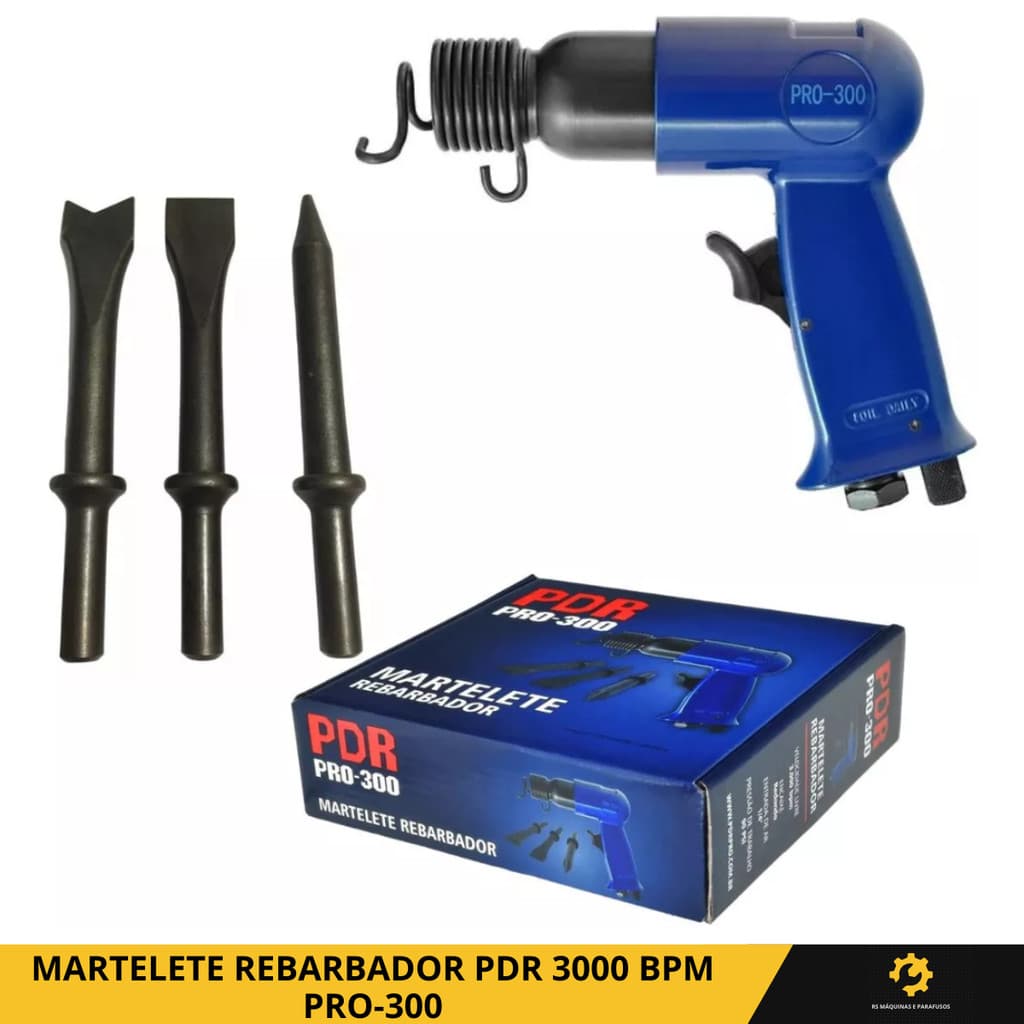 Martelete Rebarbador Pneumático PDR Pro-300 3000 BPM para Desbaste e Rebarbação Profissional
