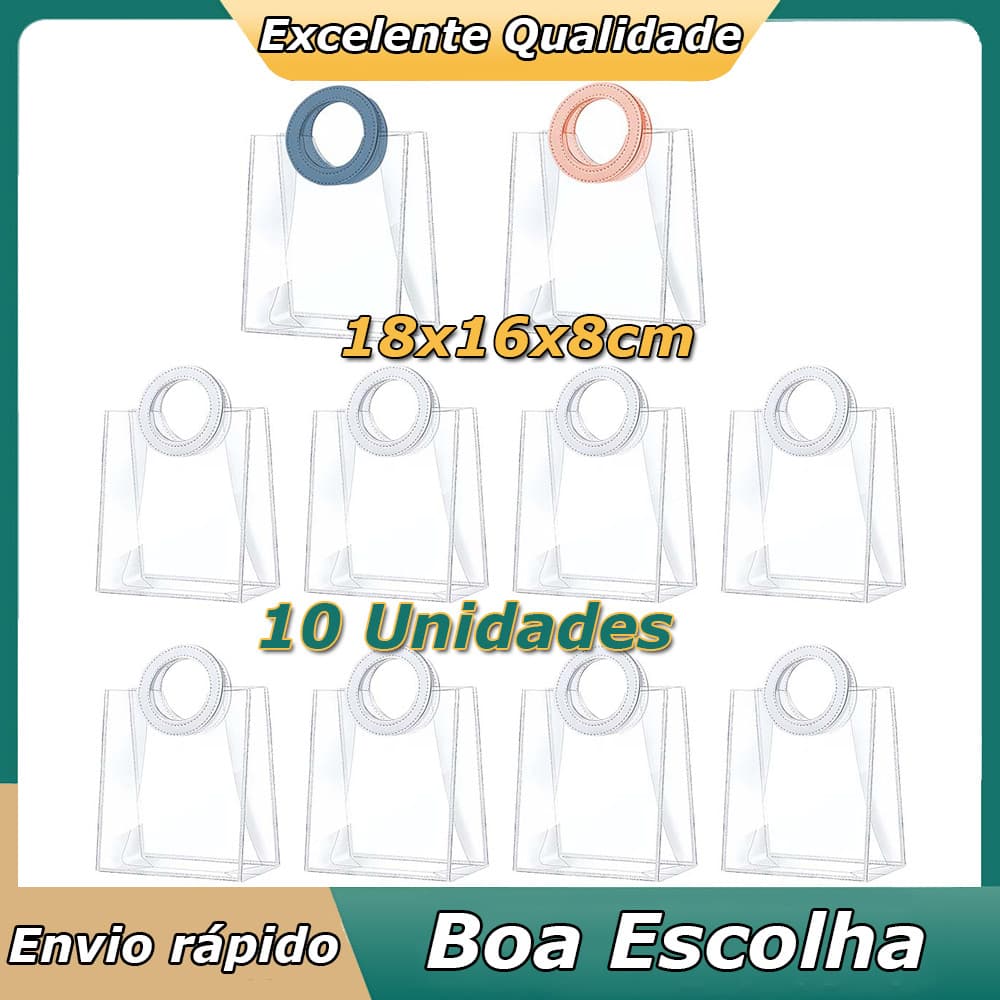 Conjunto de 10 peças 18x16x8cm Saco de transporte transparente Com alças redondas