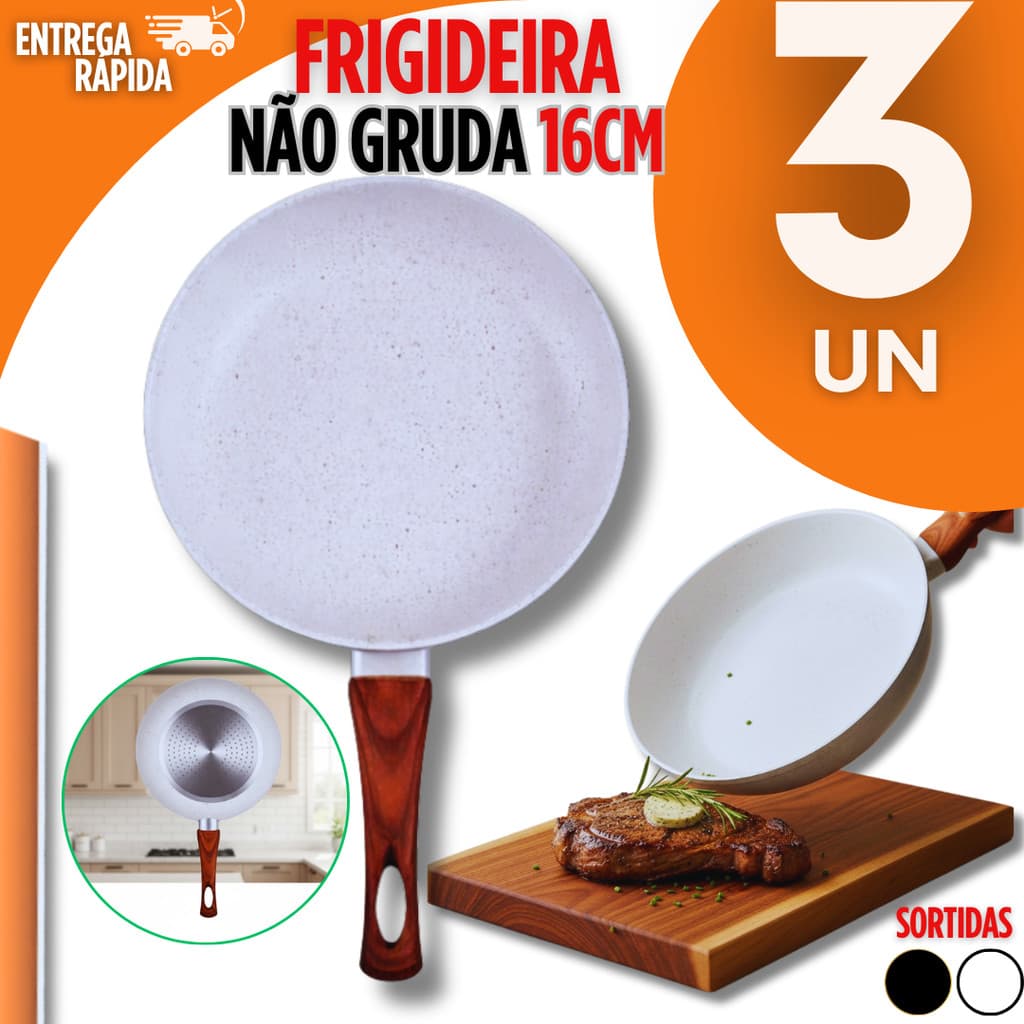 Frigideira 16Cm Com Revestimento Cerâmico Antiaderente Para Indução Cabo Antitérmico Panelas