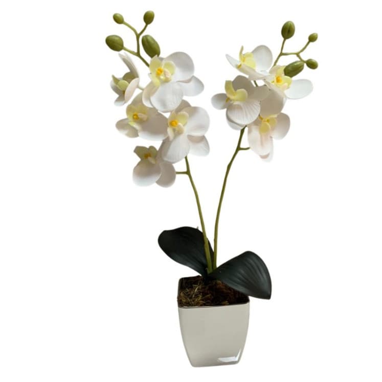 Arranjo Orquídea 3D Artificial com Vaso Dourado ou Prata Planta Decorativa Flor Artificial Elegante Sala Casa