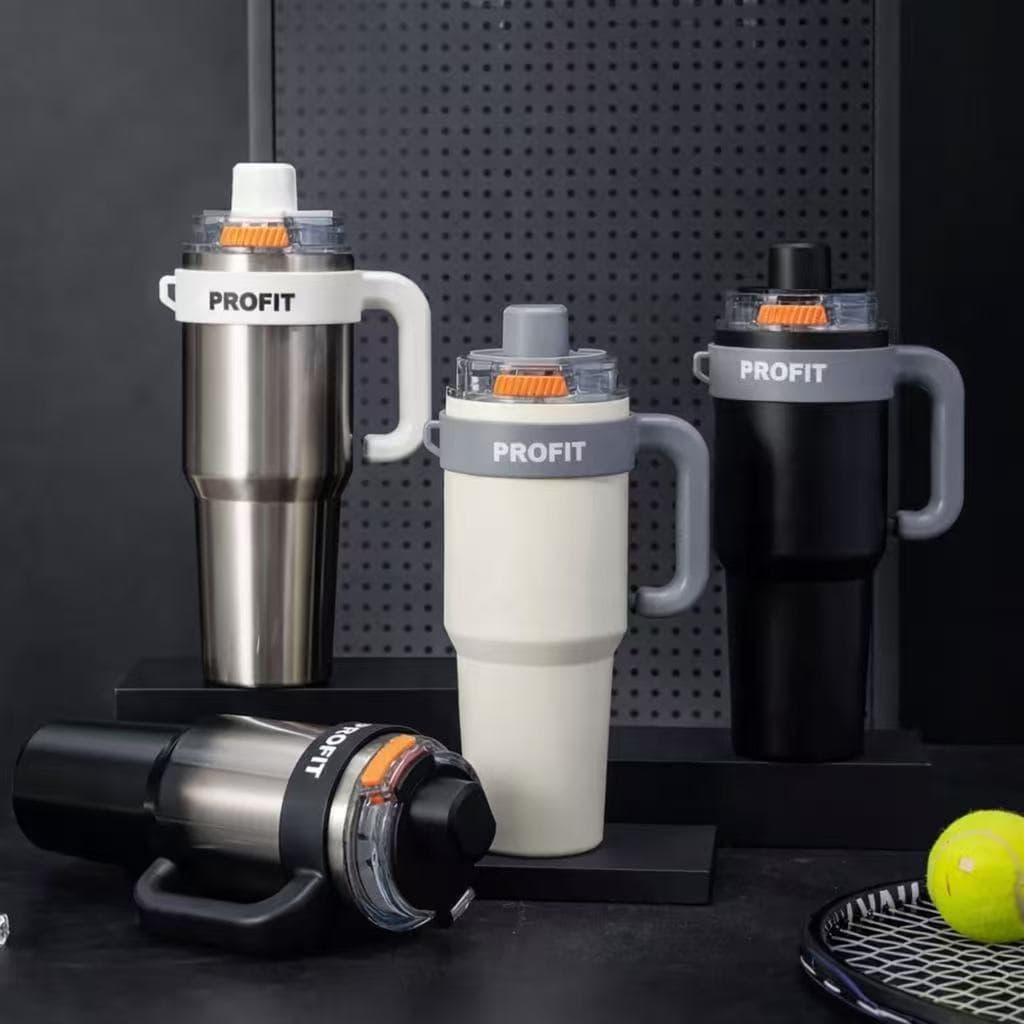 Copo Térmico 1250ml com Alça e Canudo Garrafa Inox para Academia e Carro