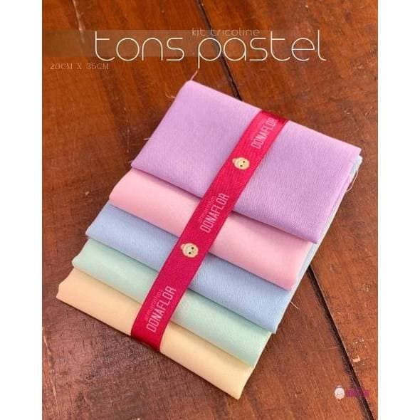 KIT 5TECIDOS 20cmx35cm LISO TONS PASTEL 100%ALG