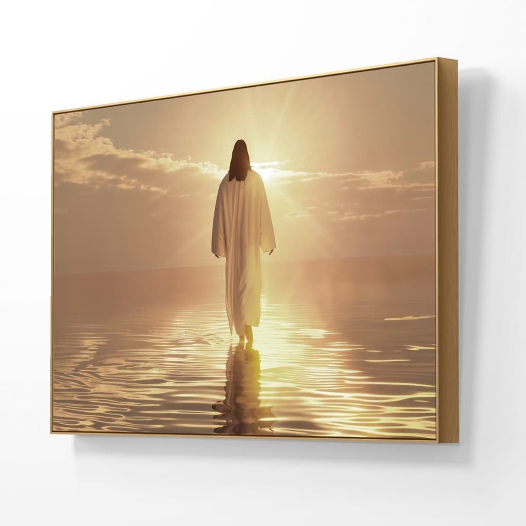 Quadro Decorativo 80x120 cm Com Moldura Grande Para Sala Quarto Jesus Sobre as Águas