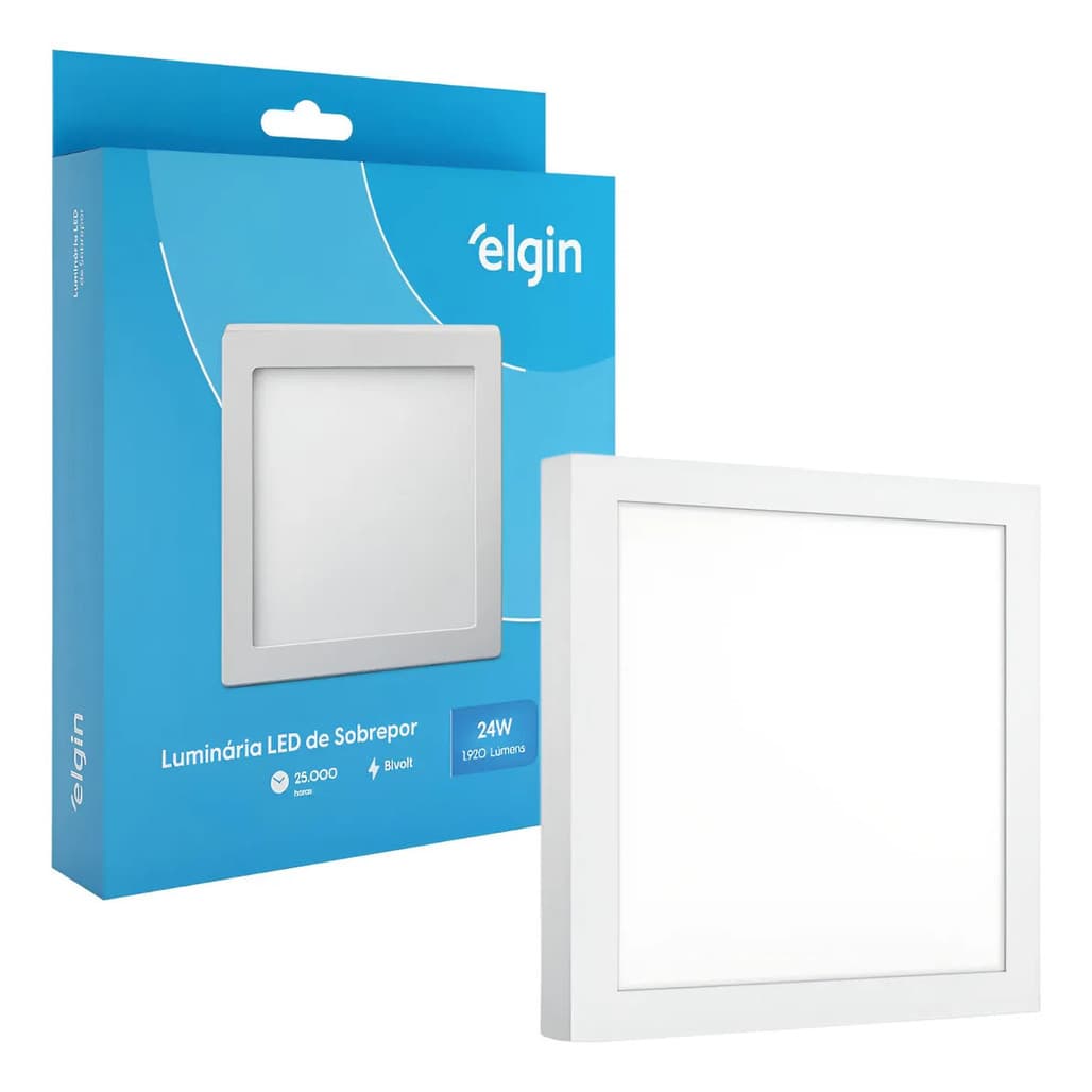 Painel Plafon Elgin Sobrepor Quadrado Led 24w Bivolt 6500k