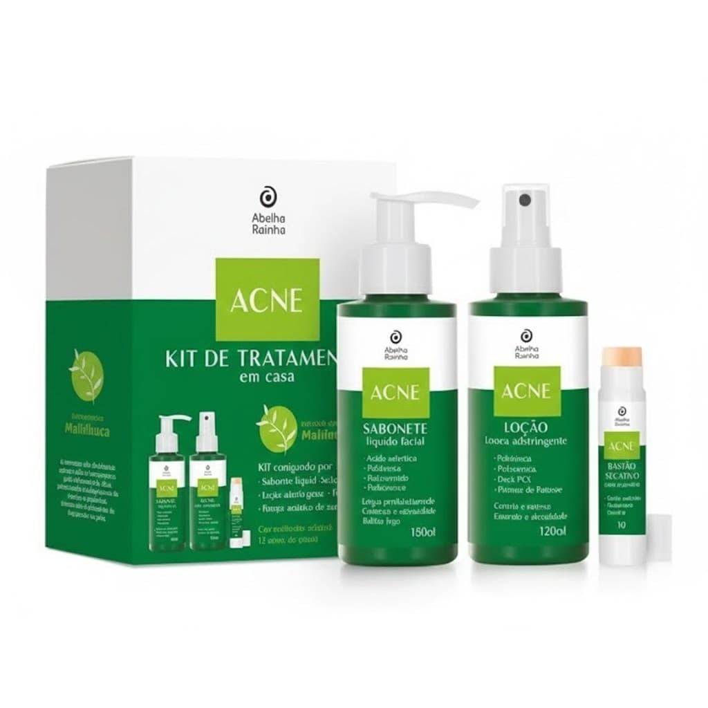 Antiacne Tratamento com 3 opções: Sabonete Facial, Loção Tônica, Bastão Secativo - Abelha Rainha