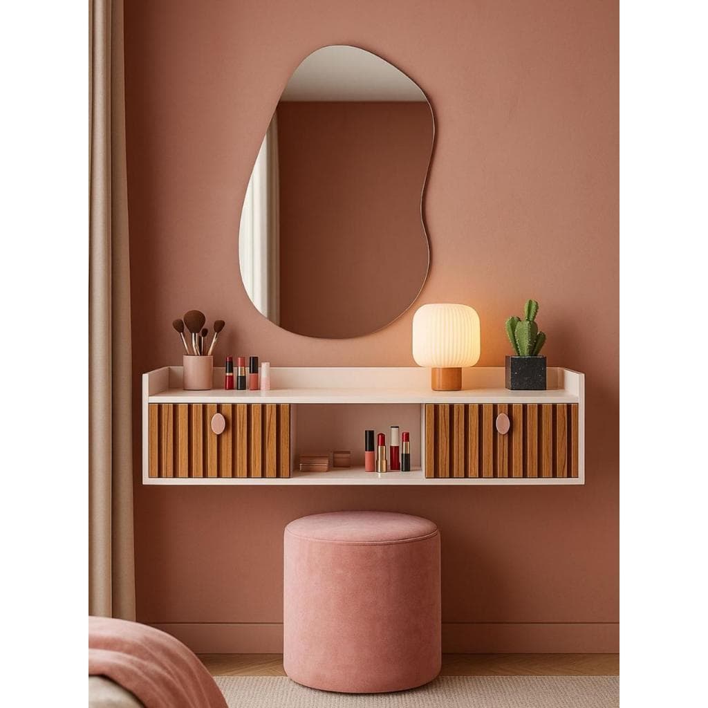 Rack para TV Aparador Penteadeira Camarim Moderna Bancada Multiuso com Nichos e Tampo Móvel Decorativo Sala Quarto