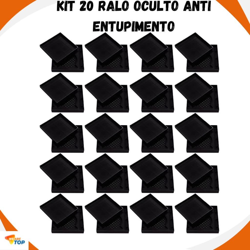 Kit 20 Ralo 10x10 Ralo Oculto Anti Entupimento Em PP Banheiro Filtro Coletor de Cabelo Universal Anti Odor Top