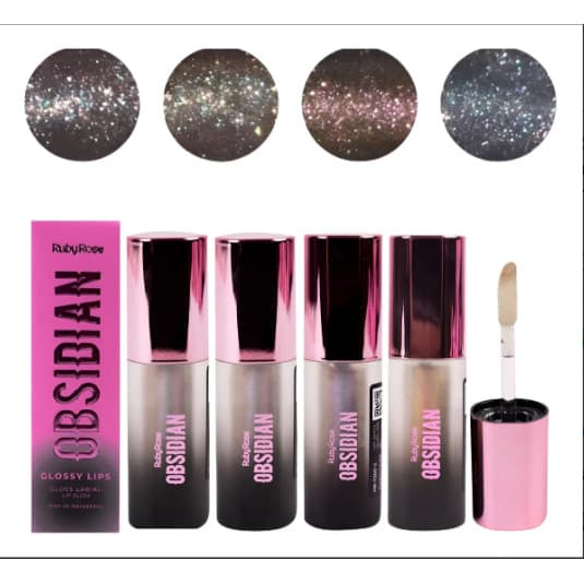 Gloss Ruby Rose Obsidian Glossy Lips Maquiagem Com Glitter