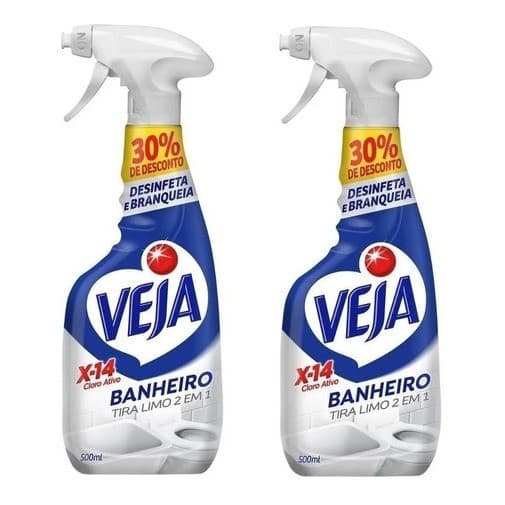 Kit C/ 2 Limpador Veja X-14 Banheiro Tira Limo 2 Em 1 500ml