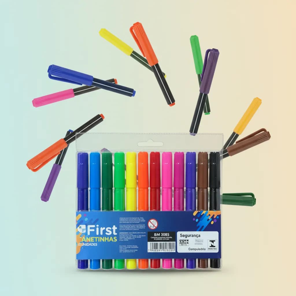Conjunto 12 Canetinhas Hidrocor Coloridas para Desenhar Pintar e Atividades Escolares