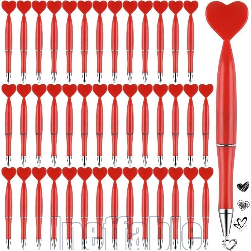 10-2 Unidades De Caneta Esferográfica Em Formato De Coração Vermelho Para O Dia Dos Namorados-Tinta Gel Rollerball Pes-P