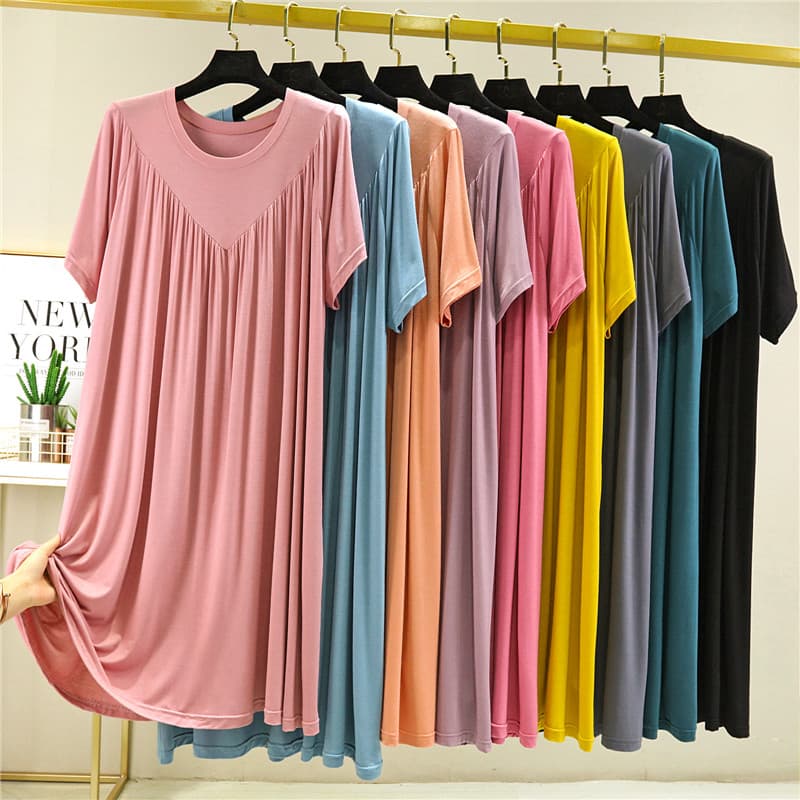 Vestido Modal solto feminino verão fino grande saia de balanço mais gordura mais camisola exterior usar saia evasê saia