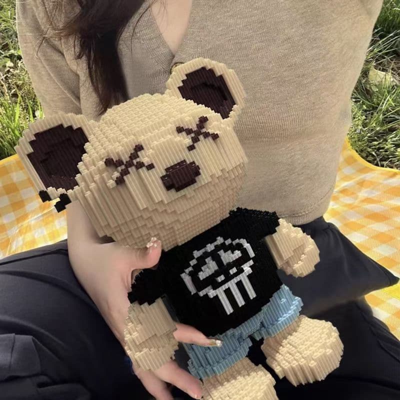 Influenciador urso violento bloco de construção urso de pelúcia bloco de construção crianças brinquedo educativo quebra-