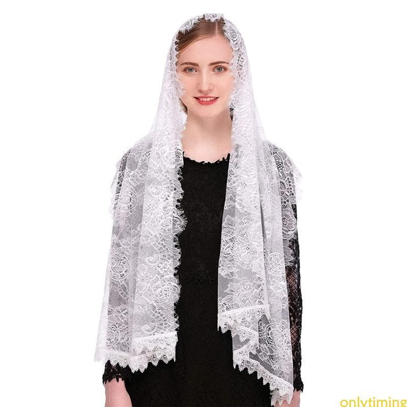 onlytiming Véu Massa Latina Mantilla Renda Para Noiva Igreja Católica Dias Especiais Festa