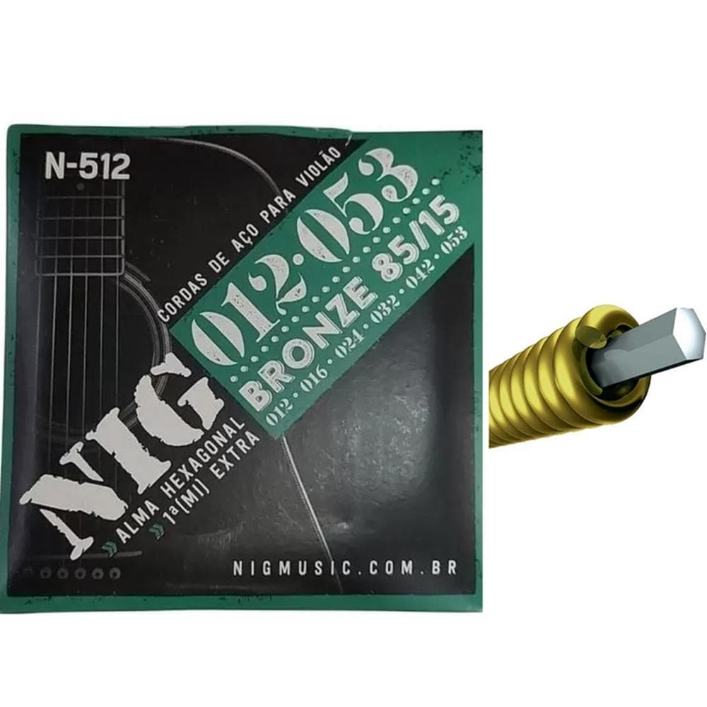 ENCORDOAMENTO NIG VIOLAO ACO 012 BRONZE 85/15 6 CORDAS N512