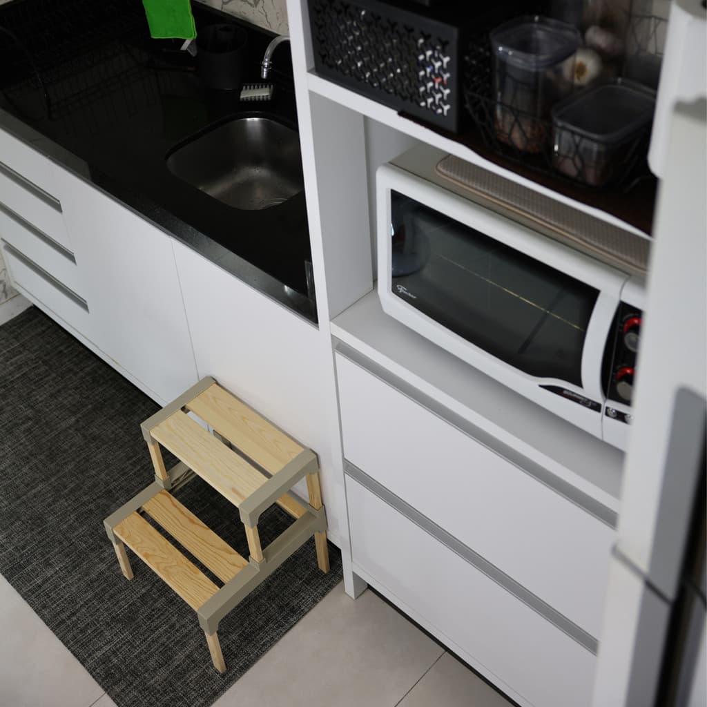 Mini Escada Leve Funcional Multiuso em Madeira com 2 Degraus de Encaixe 2068