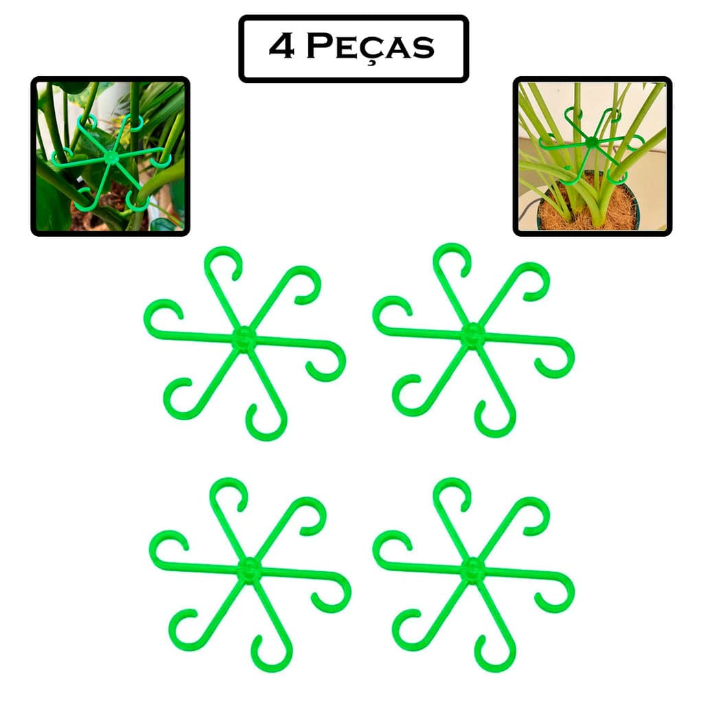 4 Suporte De Haste Para Plantas Ganchos Grampos Clipes De Fixação Amarração Caule Galhos Trepadeira