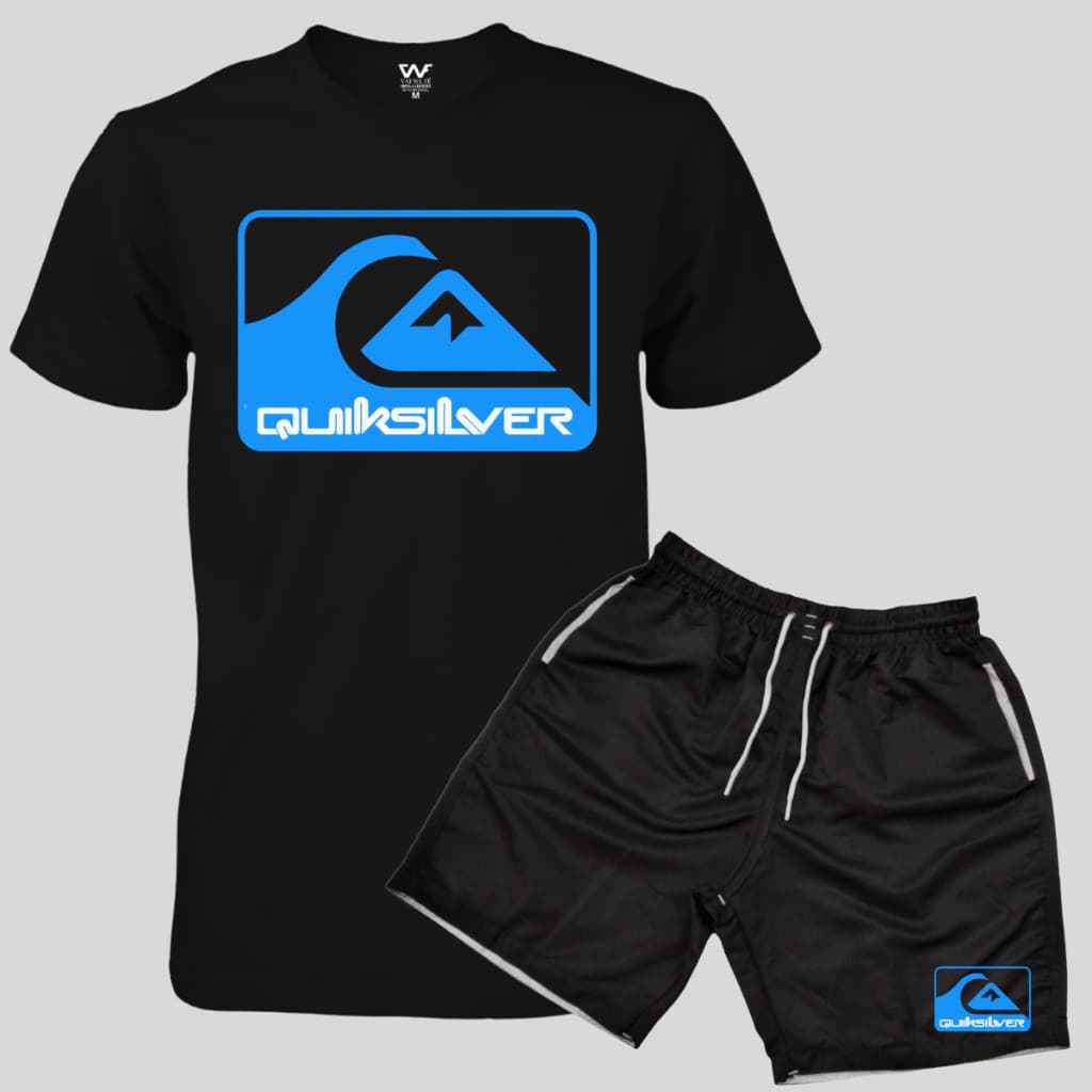 Kit Camiseta Quiksilver + Short Tactel Masculino Adulto ou Infantil Lançamento