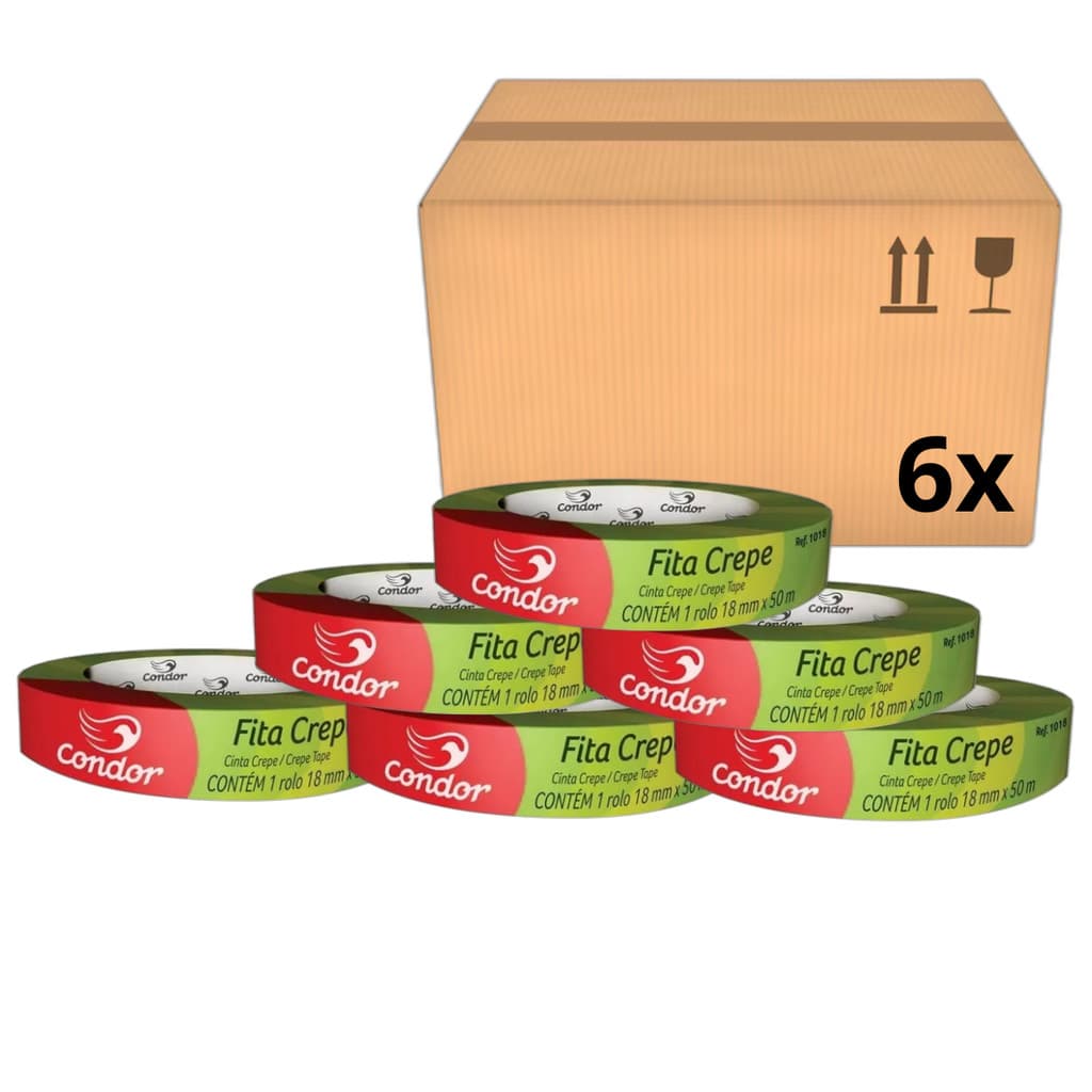 Kit 6x Fita Crepe Uso Geral 18MMx50M Condor