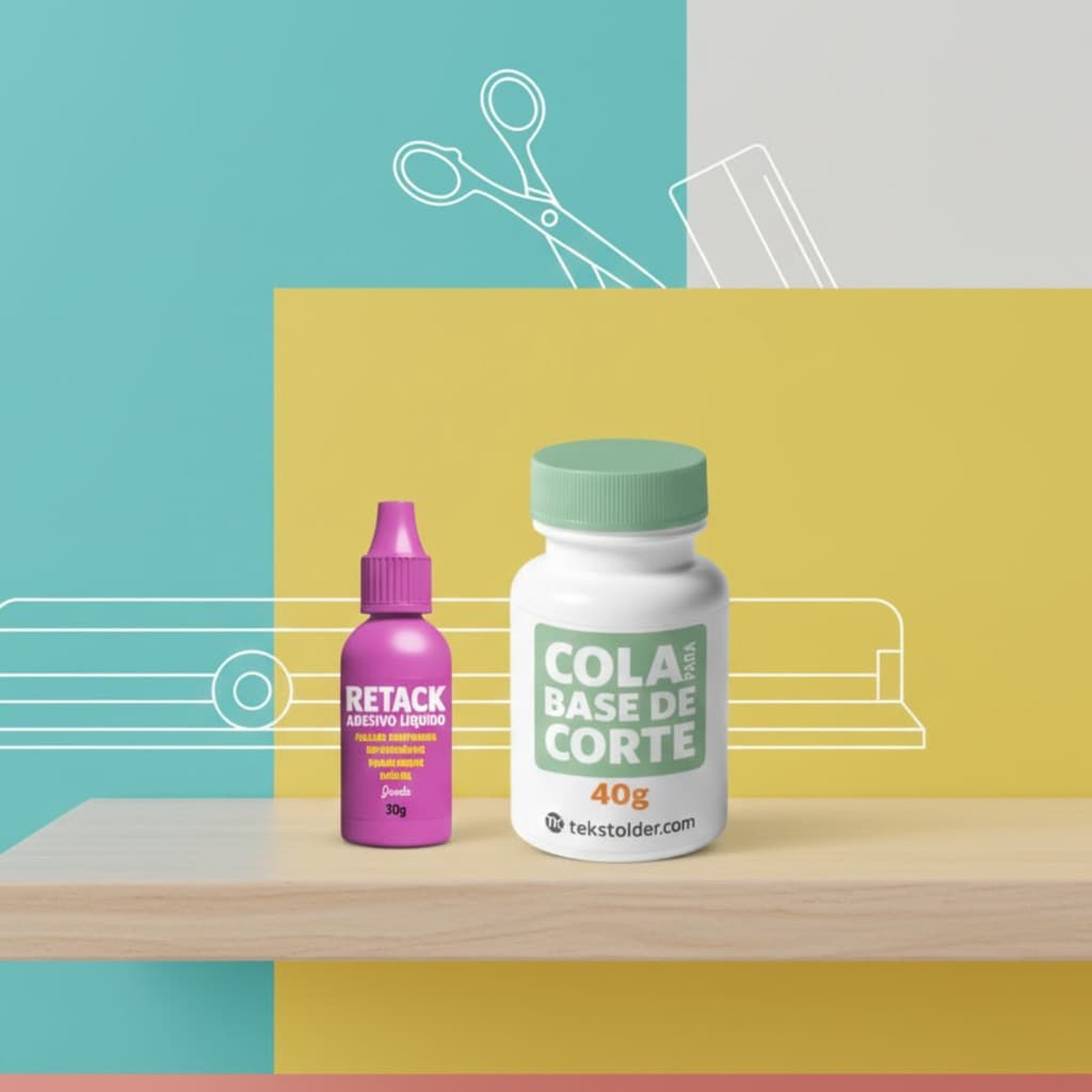 Kit  Reposição Tekstolder Para Base de Corte: Retack 30g + TK Cola 40g Suave e Alta Fixação