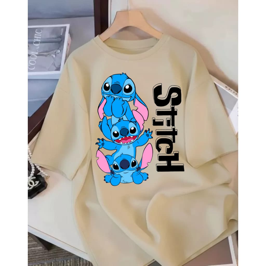 Camiseta Camisa Oversized 100% Algodão Feminina Fofa Casual Street Confortavel Estilosa Stitich