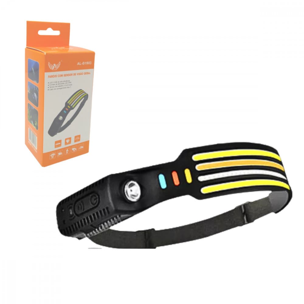 Lanterna de Cabeça Farol Super LED COB Com Sensor Movimento Altomex AL-B1903 Recarregavel