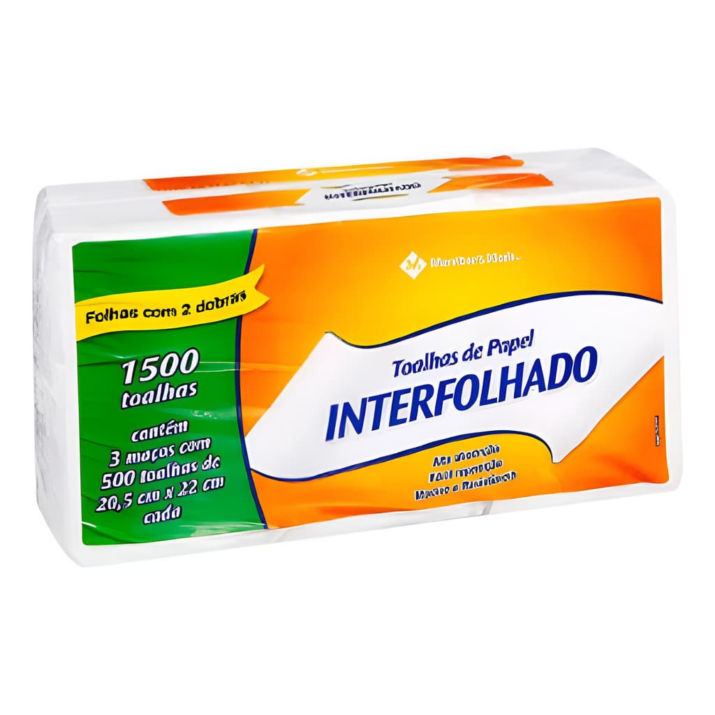 Papel Toalha Interfolhado Pacote Com 1500 Toalhas