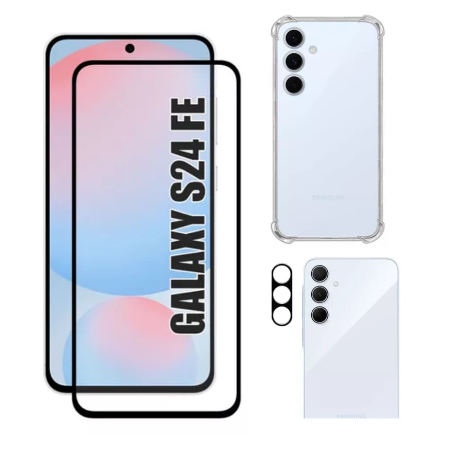 Kit Para Samsung S24 Fe - Película 3d + Capa Tpu + Câmera 3d