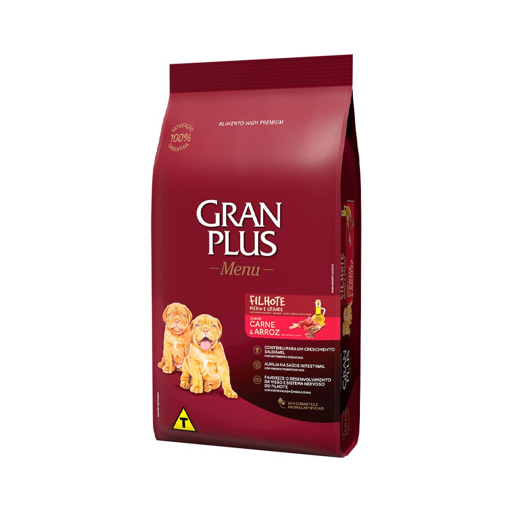 Ração Granplus Menu Cães Filhotes Carne E Arroz 20kg
