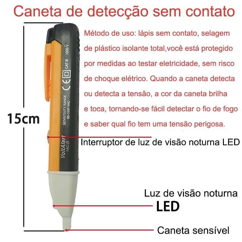 30V-1000V Caneta De Medição Digital Com Detecção Inteligente , Sem Contato Detector De Tensão NCV Test Eletricista
