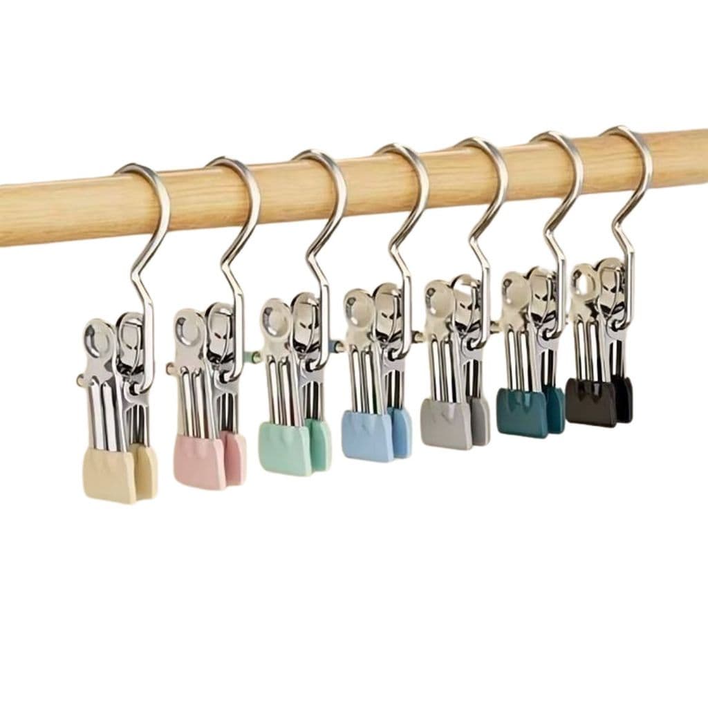 Organizador de Roupas com 10 Clipes – Ideal para Leggings, Shorts e Boné, Multiuso em Aço Inox Antiderrapante