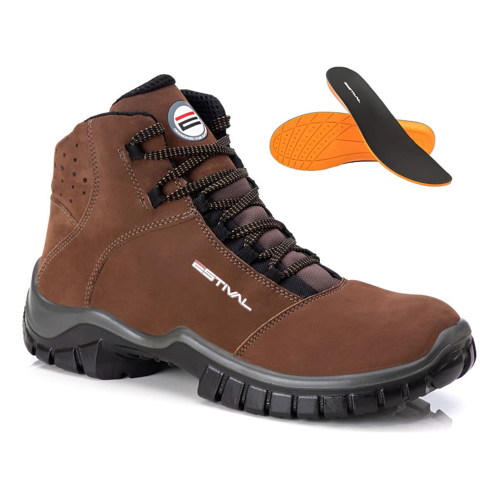 Bota De Couro Nobuck Estival Ca 44591 Brinde Palmilha Pu