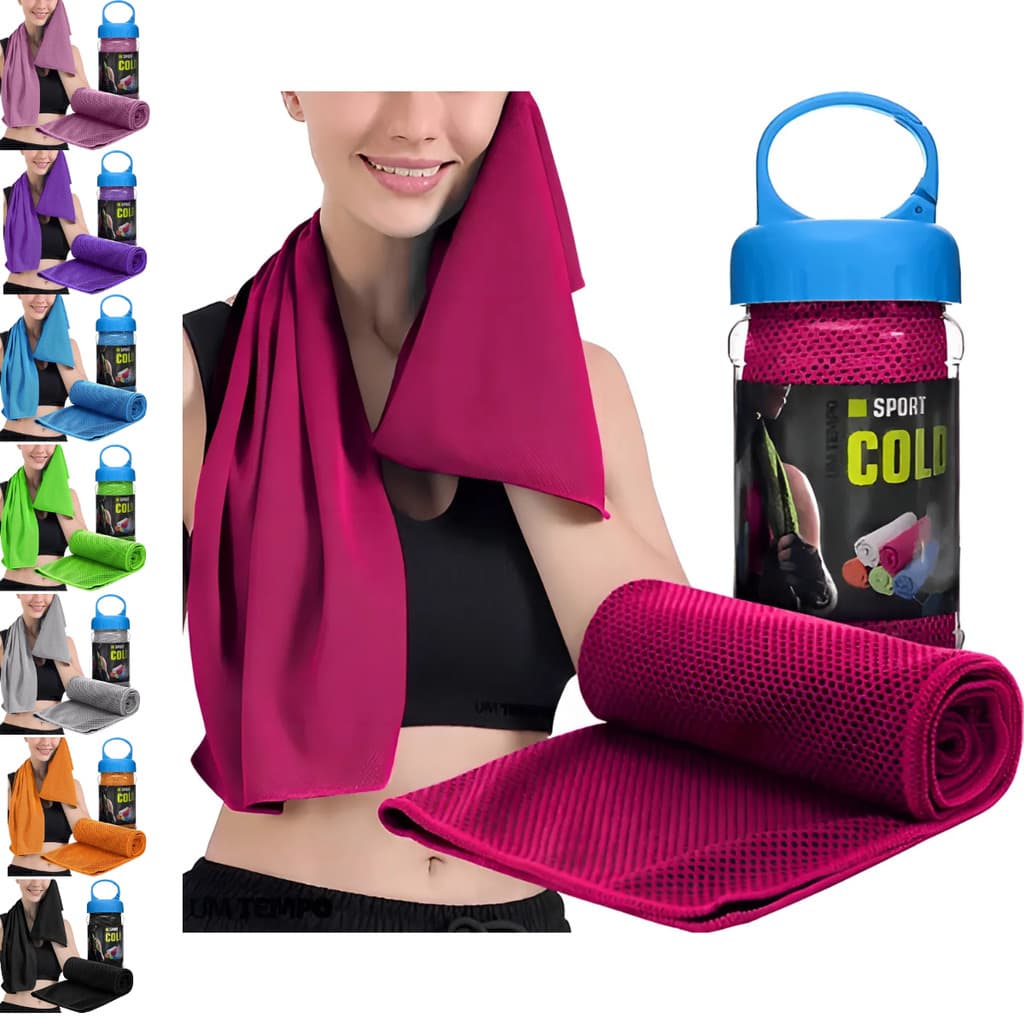 Toalha de Resfriamento Microfibra MBFit Cold Towel Seca Rápido refrescante gelada esportiva fitness absorvente