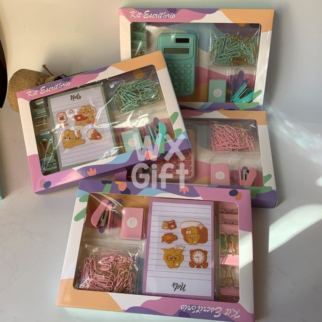 Kit Escritório Escolar Com Calculadora ou Bloco de Anotação - Interponte / WX Gift