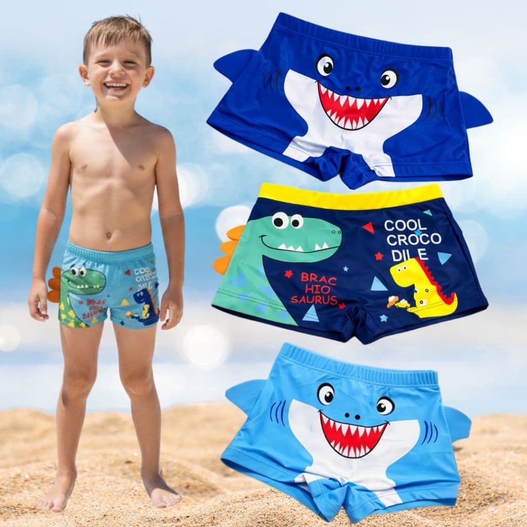 Sunga Infantil Com Cordão Forro Boxer Natação 3D Tam 1 2 3 4 5