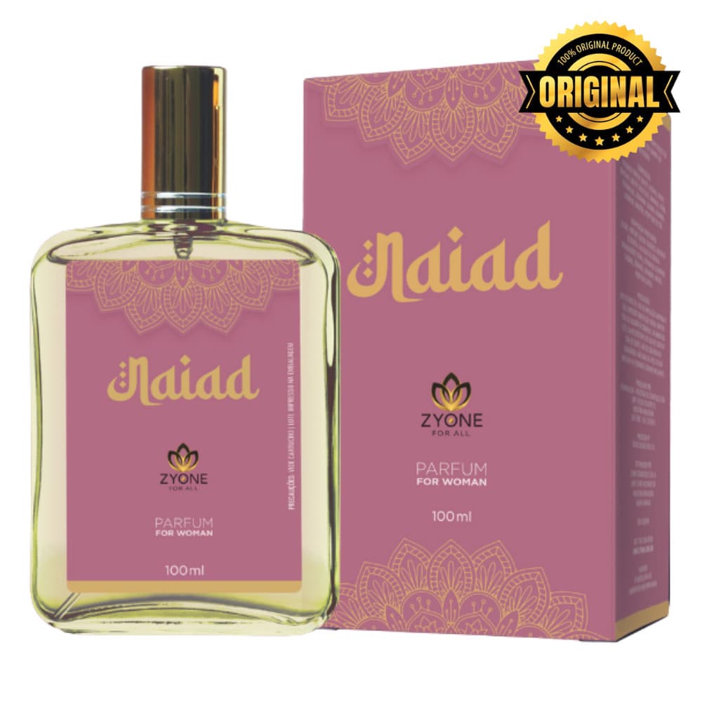 Naiad Zyone Cosméticos Árabe Feminino Parfum 100ml Alta Fixação 25% Essência Premium
