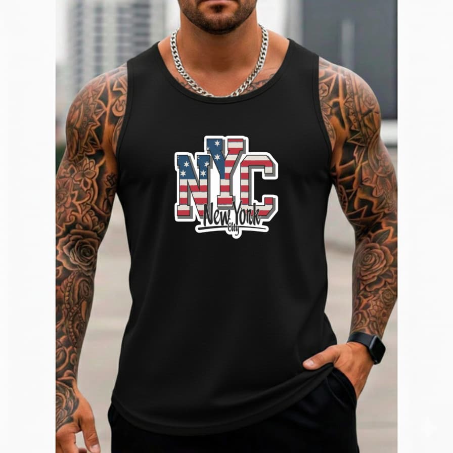 Regata Masculina Algodão Premium Estampa Urso NYC Imediato