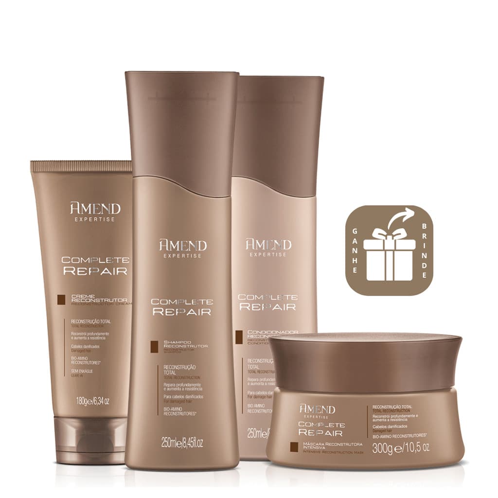 Amend Expertise Complete Repair Kit 4p Shampoo, Condicionador, Mascara e Creme Reconstrutor