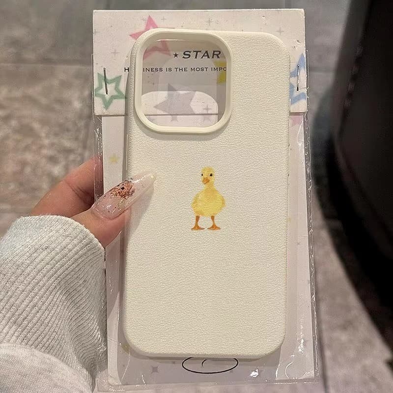 Simples Bonito Pequeno Pato Amarelo Padrão Caso De Telefone Macio Para iPhone 17 16 15 14 13 12 11 Pro Max Plus Ar XS X