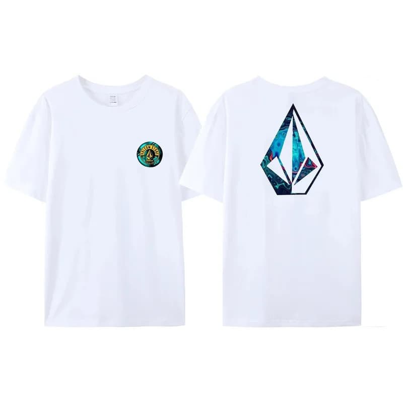 VOLCOM Camiseta Masculina Estampada De Obsidiana De Alta Qualidade Estilo Confortável Manga Curta 100 % Algodão 1111