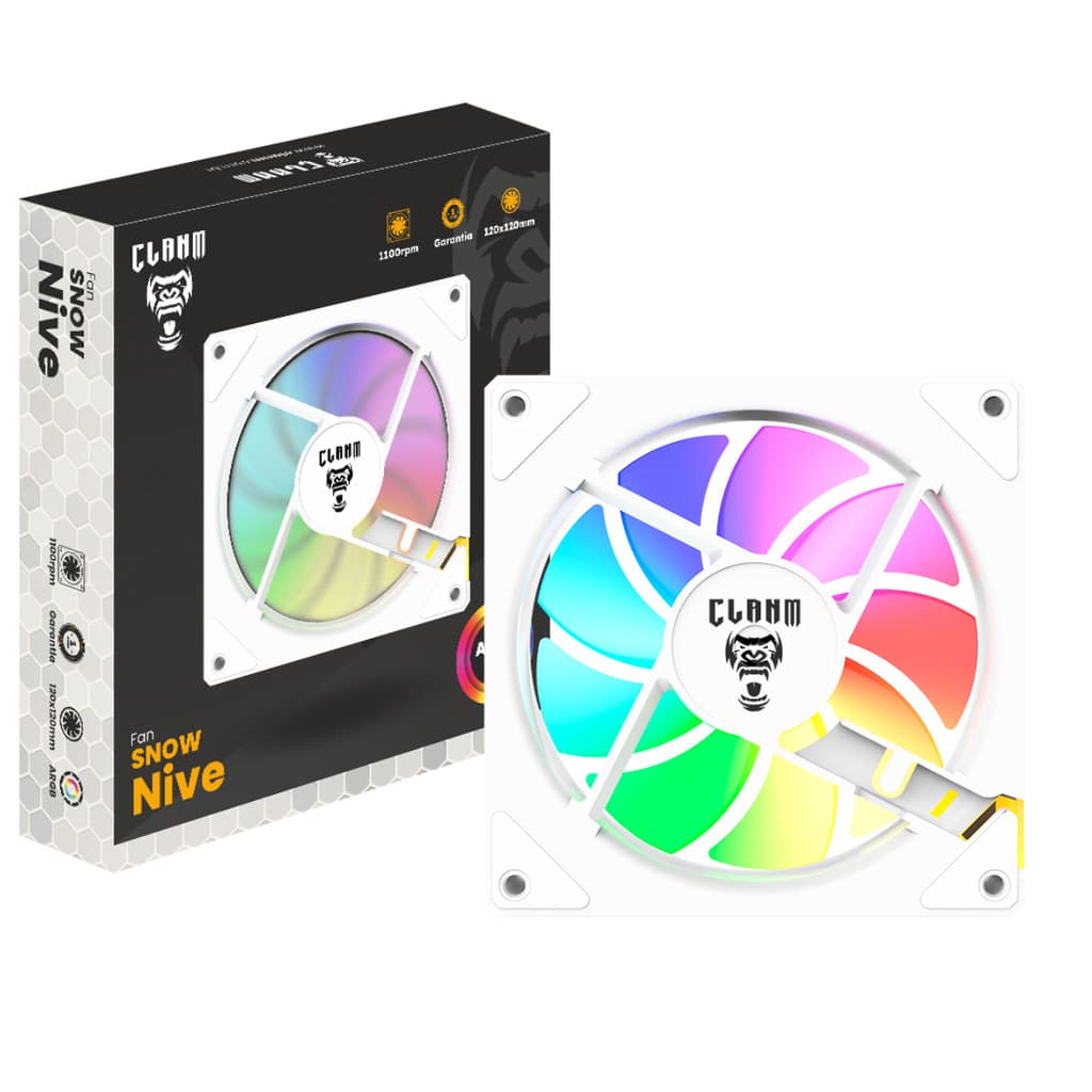 COOLER FAN Gamer Snow Nive Led Iluminação ARGB 3 PINOS CLANM