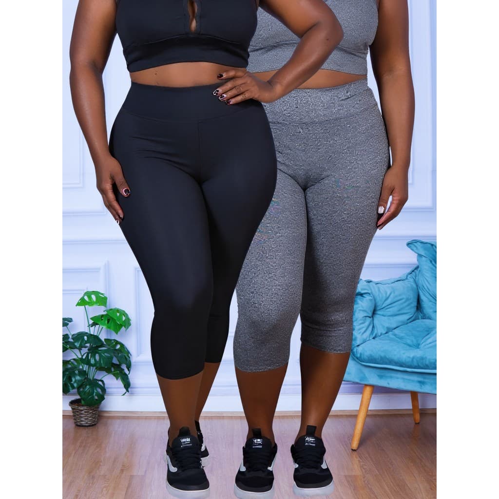 Kit 2 Calça Legging Corsario Leg Suplex Fitness Treinos Plus Size G1 á G4