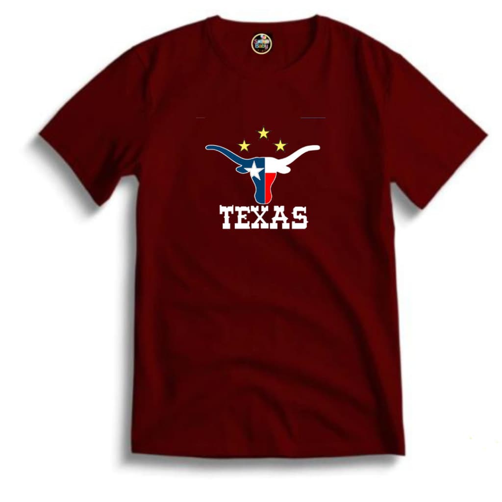 Camiseta Infantil Juvenil e Adulto Unissex Texas Boi Estrelas Cores USA Moda Country