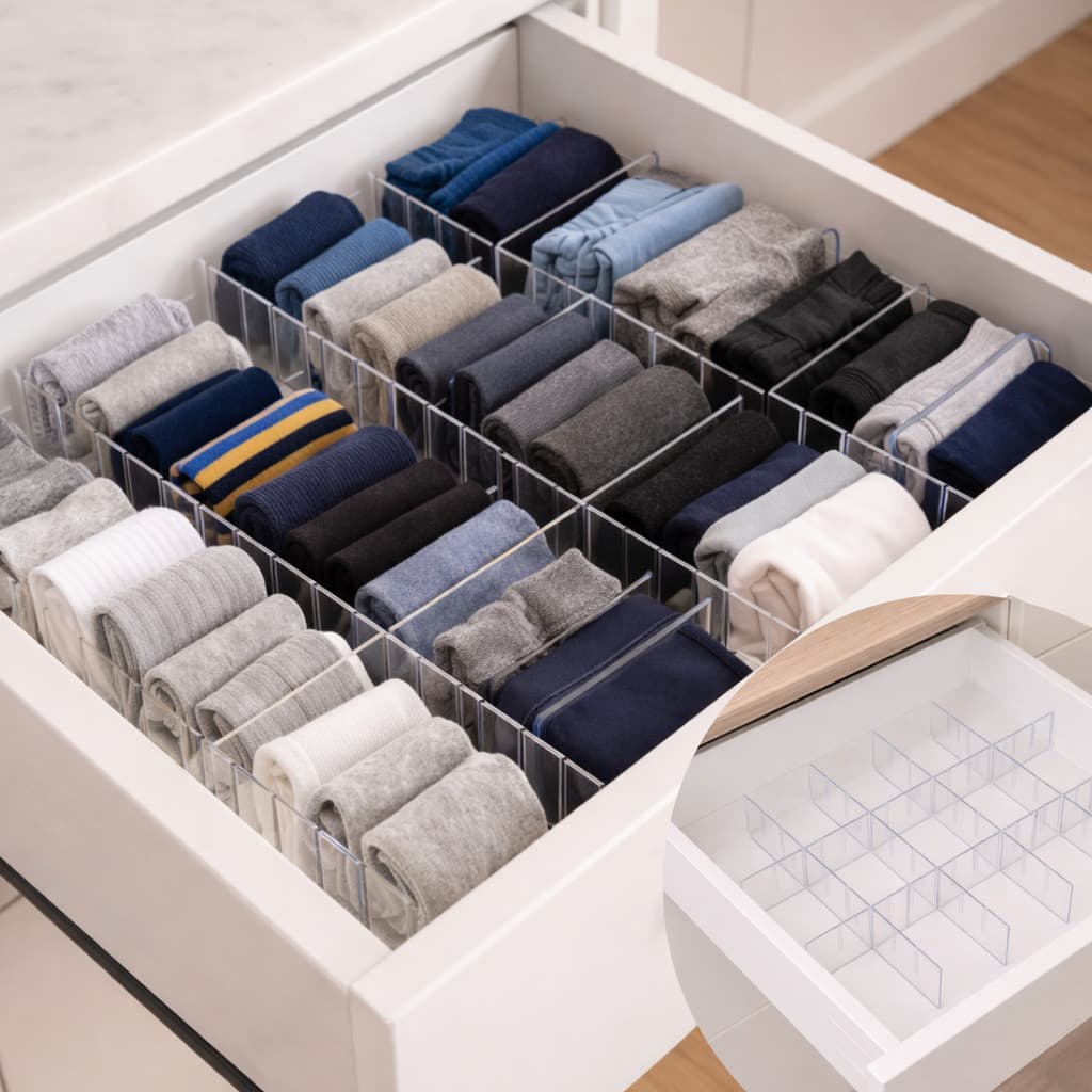 Organizador Modular em Acrílico Para Gaveta Guarda Roupa Divisor Ajustavel Colméia Montável