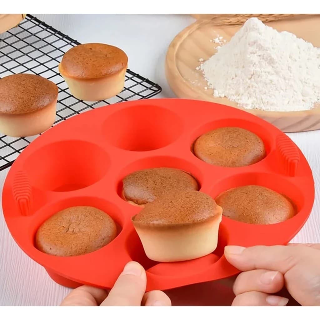 Forma Cupcake Air Fryer 7 Cavidades Silicone Assar Doces Cozinha
