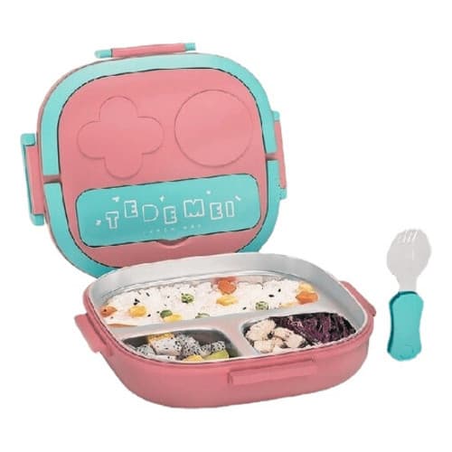 Marmita Infantil Rosa Aço Inoxidável 550ml Térmica Hermética Rosa