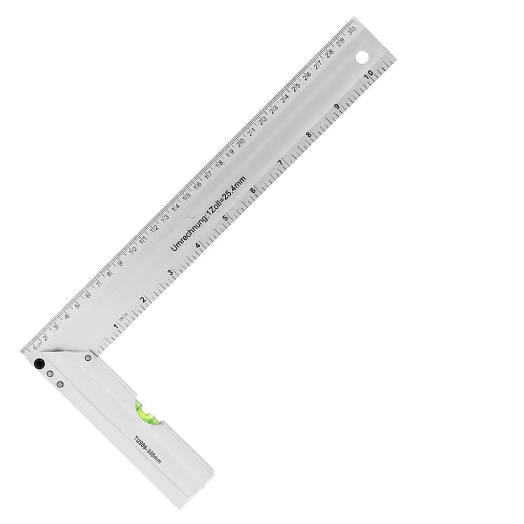 Esquadro De Precisão Profissional Alumínio Ângulo De 90° 12 Polegadas 30cm Com Nível Bolha