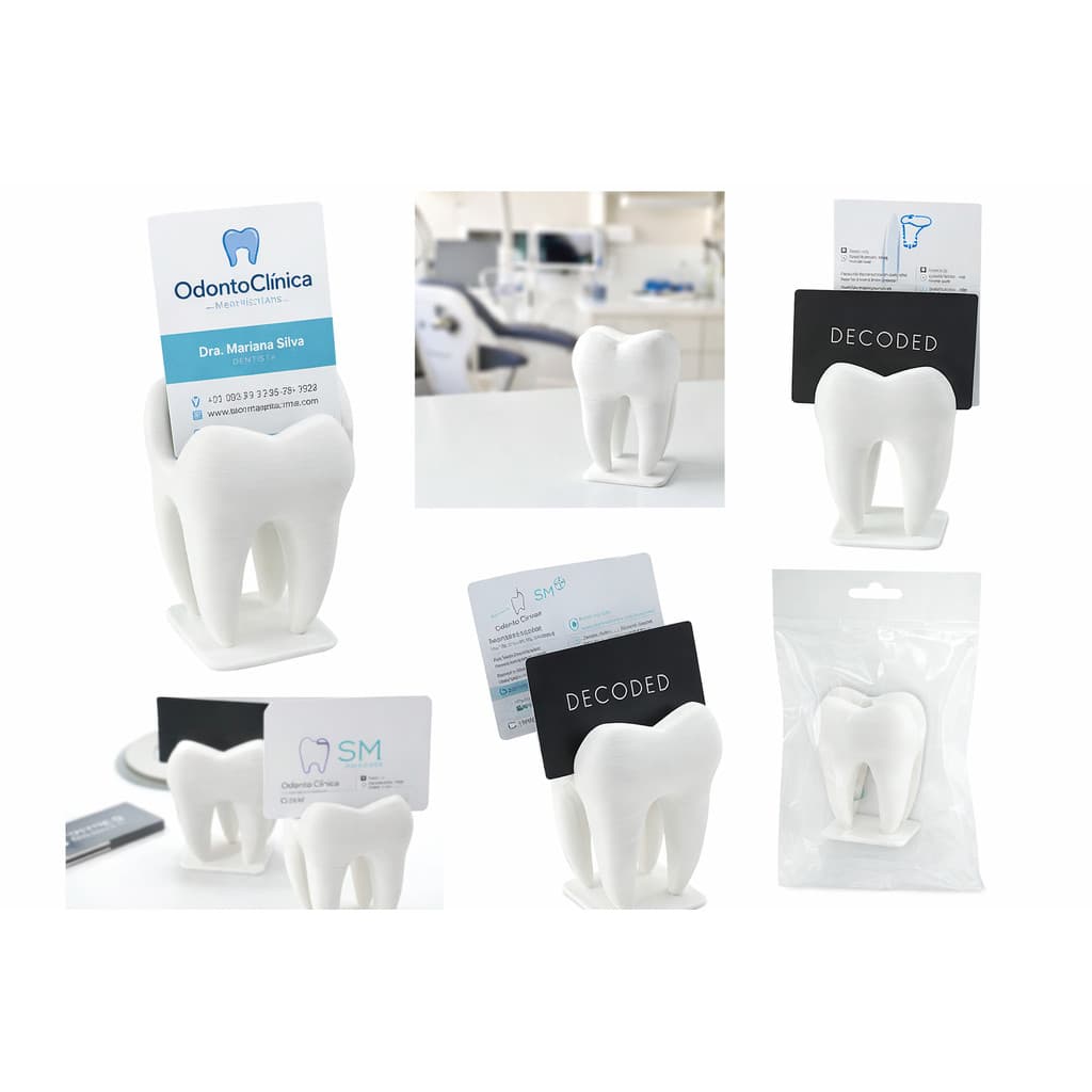 Porta Cartão de Visita Formato Dente Molar | Suporte para Dentista | Decoração Consultório Odontológico
