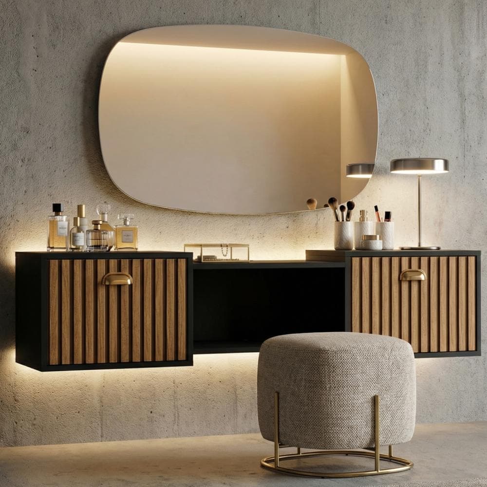 PENTEADEIRA SUSPENSA MAKE UP SHOP 1.20 – DESIGN MINIMALISTA, ORGANIZAÇÃO E SOFISTICAÇÃO PARA SUA CASA